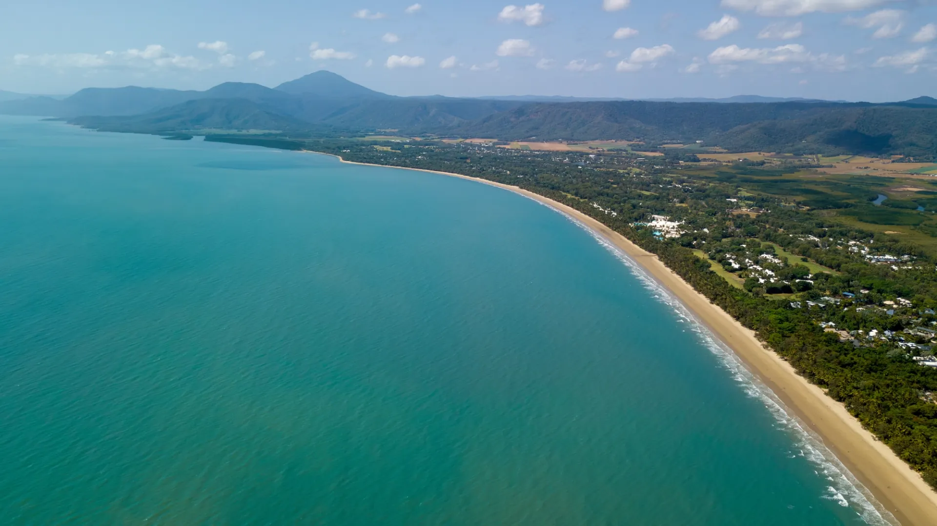 Aerial view of the northern beaches corridor between Cairns and Port Douglas