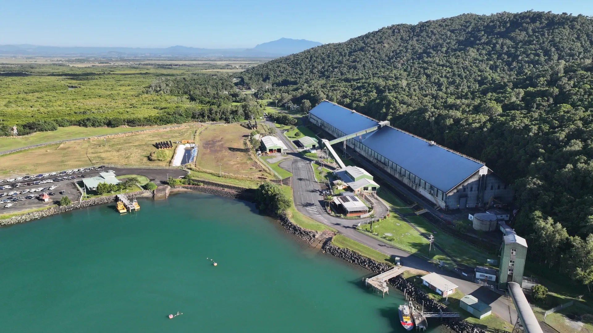 Aerial view of Far North Queensland industry near Cairns